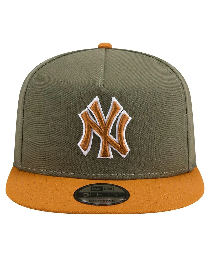 New Era Men's Olive/Brown New York Yankees Color Pack A-Frame 9FIFTY Snapback Hat
