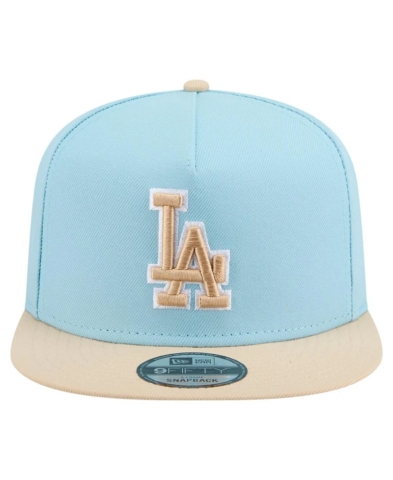 New Era Men's Light Blue/Light Beige Los Angeles Dodgers Color Pack A-Frame 9FIFTY Snapback Hat