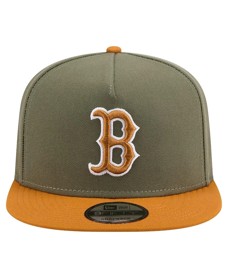 New Era Men's Olive/Brown Boston Red Sox Color Pack A-Frame 9FIFTY Snapback Hat