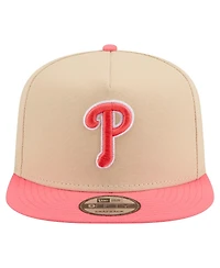 New Era Men's Light Beige/ Philadelphia Phillies Color Pack A-Frame 9FIFTY Snapback Hat