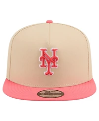 New Era Men's Light Beige/Coral New York Mets Color Pack A-Frame 9FIFTY Snapback Hat