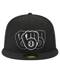 New Era Men's Black Milwaukee Brewers Tri-Hit 59FIFTY Fitted Hat
