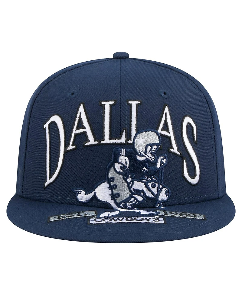 New Era Men's Navy Dallas Cowboys Throwback Oversized 59FIFTY Fitted Hat