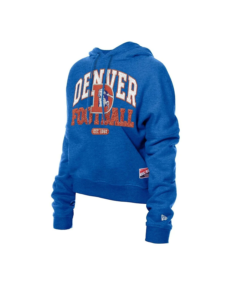 New Era Women's Royal Denver Broncos Throwback Boxy Hoodie Sweatshirt