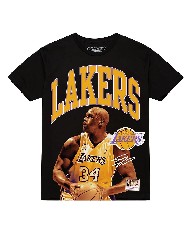 Mitchell & Ness Men's Shaquille O'Neal Black Los Angeles Lakers Hardwood Classics Player Arch T-Shirt