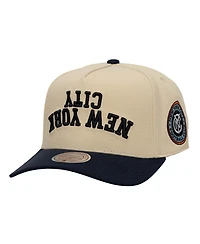 Mitchell & Ness Men's Cream/Navy New York City Fc Upside Down Pro Pinch Snapback Hat