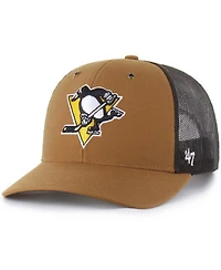 Carhartt x '47 Brand Men's Brown Pittsburgh Penguins Trucker Adjustable Hat