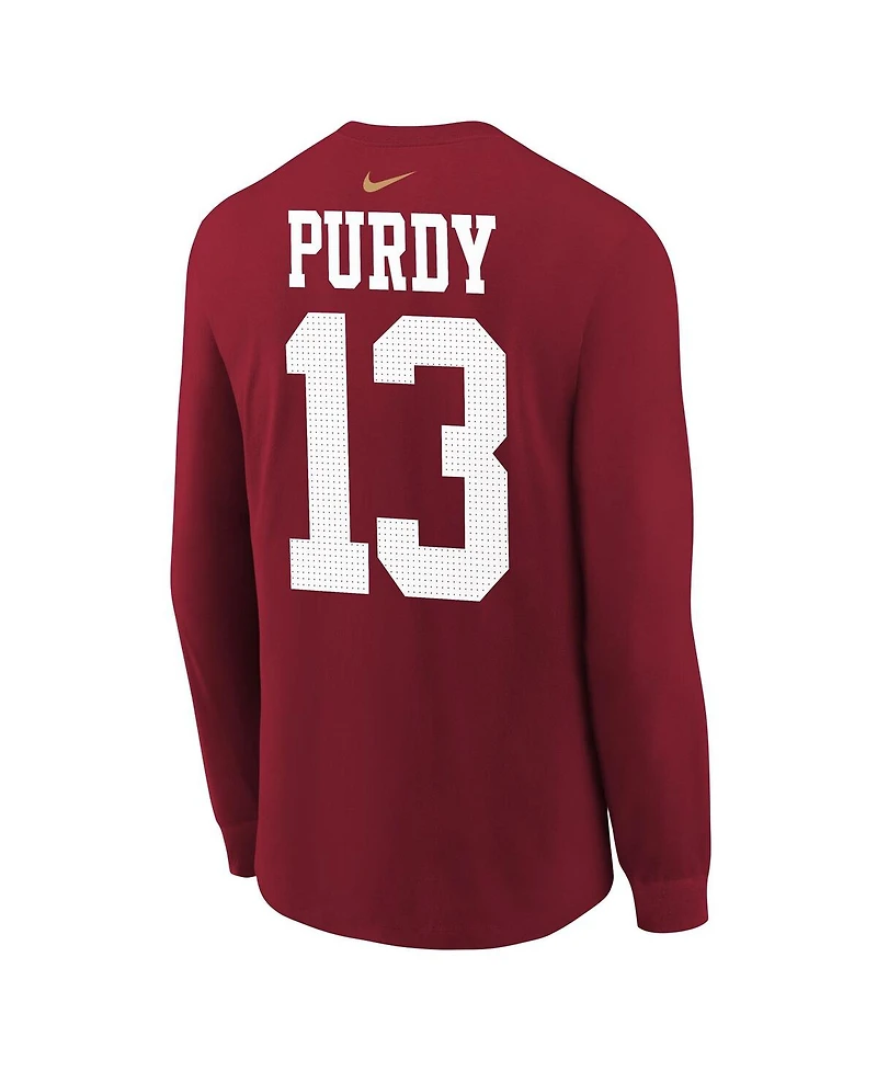 Nike Big Boys and Girls Brock Purdy Scarlet San Francisco 49ers Player Name Number Long Sleeve T-Shirt