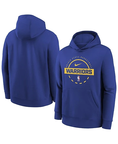 Nike Big Boys and Girls Royal Golden State Warriors 2025/26 Club Fleece Practice Hoodie