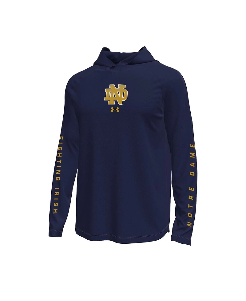 Under Armour Men's Navy Notre Dame Fighting Irish Tech Stretch Long-Sleeve Hooded T-Shirt