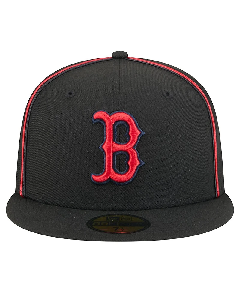 New Era Men's Black Boston Red Sox Soutache 59FIFTY Fitted Hat