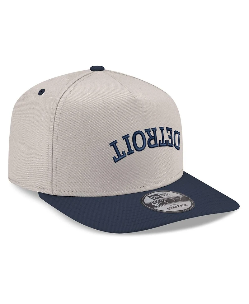 New Era Men's Cream/Navy Detroit Tigers Upside Down City Name A-Frame 9FIFTY Snapback Hat