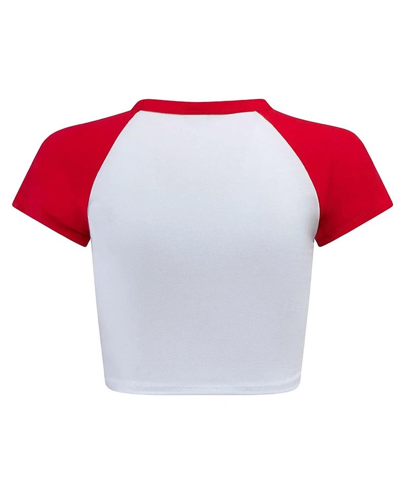 Hype and Vice Women's White/Red Georgia Bulldogs Homerun Cropped Raglan T-Shirt