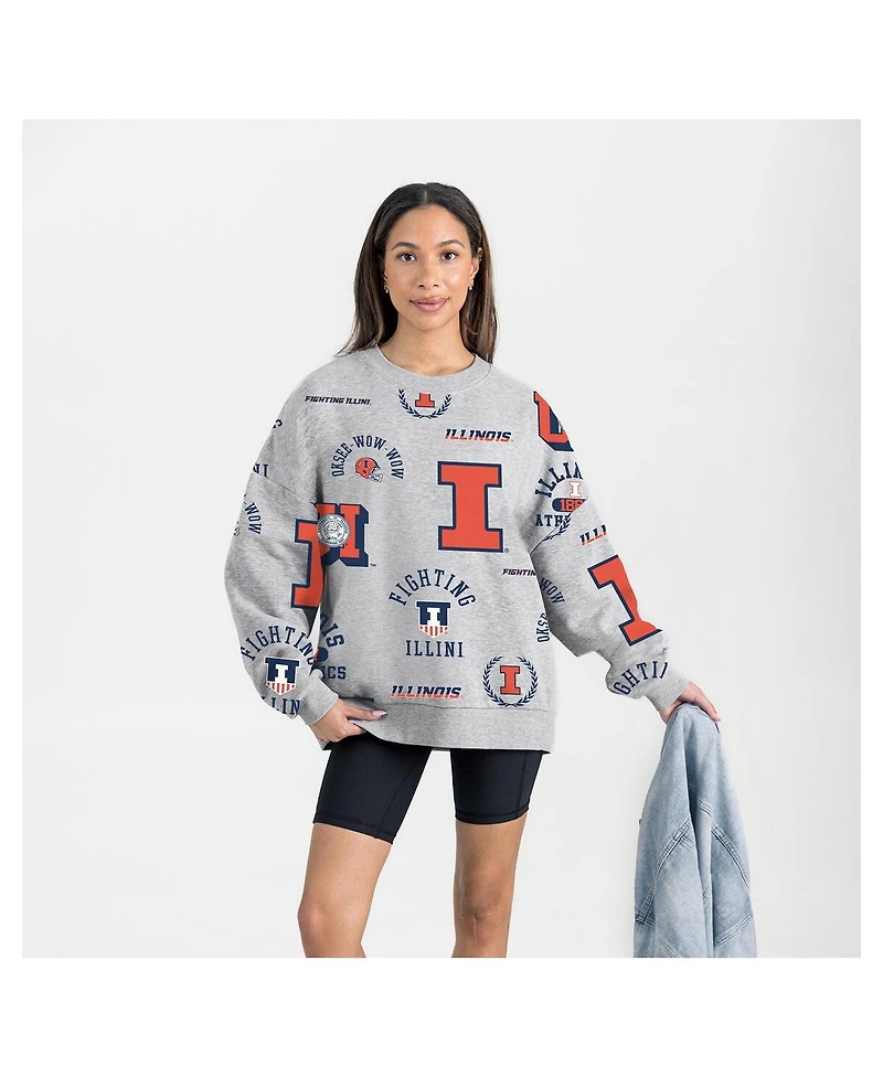 Gameday Couture Women's Gray Illinois Fighting Illini Always on Repeat Fleece Sweatshirt