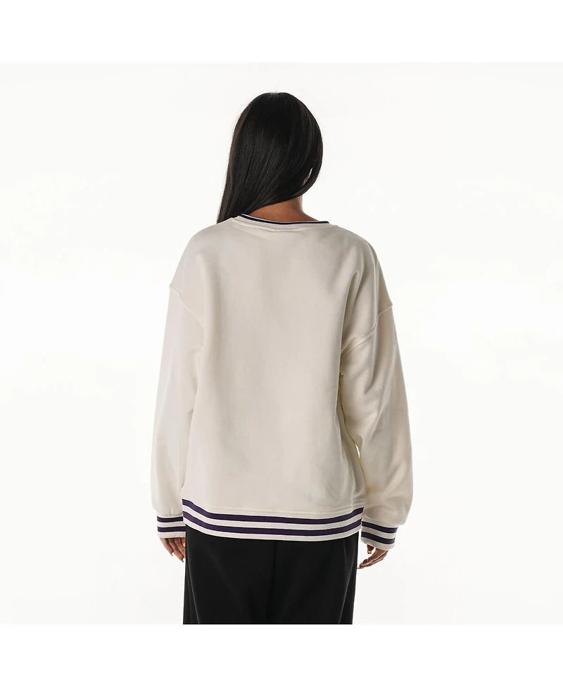 The Wild Collective Women's Cream Baltimore Ravens Oversized Vintage French Terry Sweatshirt