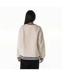 The Wild Collective Women's Cream Baltimore Ravens Oversized Vintage French Terry Sweatshirt