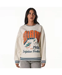 The Wild Collective Women's Cream Miami Dolphins Oversized Vintage French Terry Sweatshirt