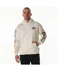 The Wild Collective Men's and Women's Cream Green Bay Packers Stacked Graphic Sleeve Fleece Hoodie