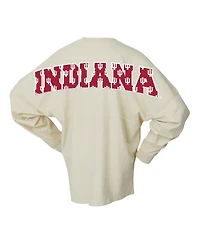 Spirit Jersey Women's White Indiana Hoosiers Oversized Preppy Long Sleeve T-Shirt