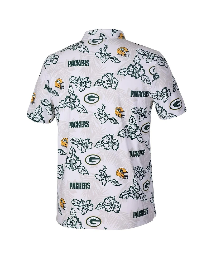 Reyn Spooner Men's White Green Bay Packers Pua Performance Game Day Polo Shirt