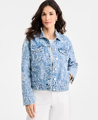 On 34th Women's Denim Jacquard Trucker Jacket, Macy's Exclusive