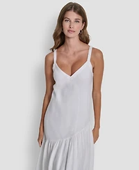Dkny Women's Shirred Sleeveless V-Neck Dress
