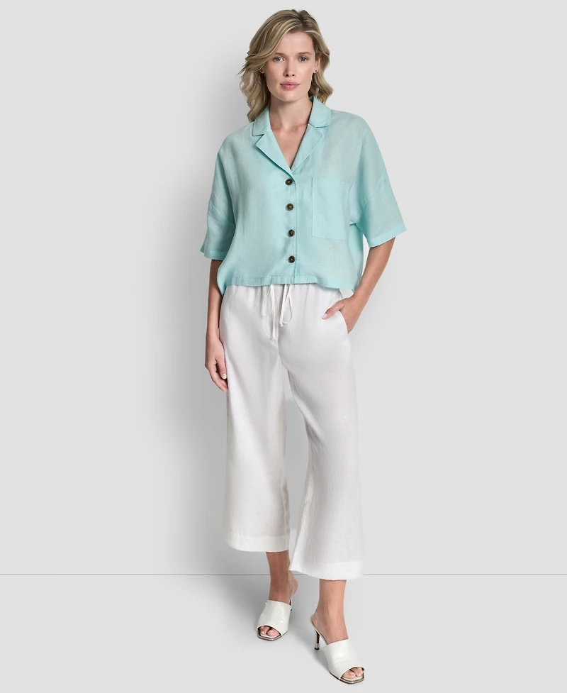 Dkny Women's Button-Front Dolman-Sleeve Linen Top
