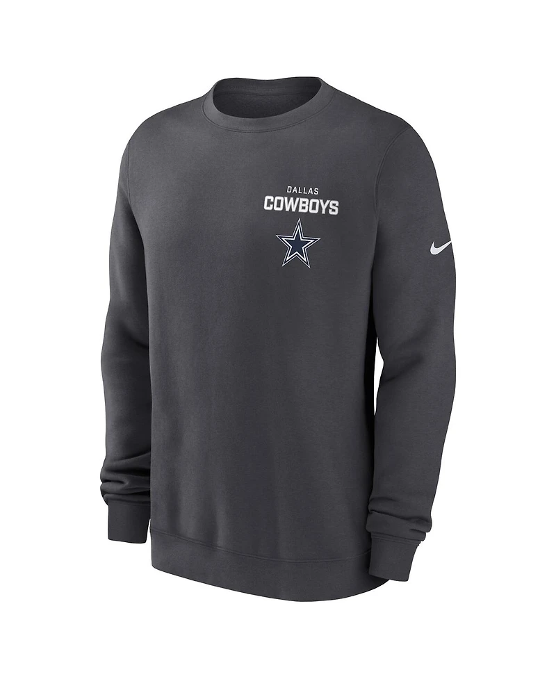 Nike Men's Anthracite Dallas Cowboys Primetime Club Fleece Pullover Sweatshirt