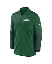 Nike Men's Green New York Jets Sideline Dri-fit Half-Zip Pullover Hoodie