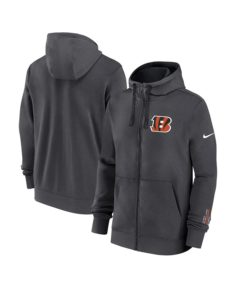 Nike Men's Anthracite Cincinnati Bengals Primetime Club Full-Zip Hoodie