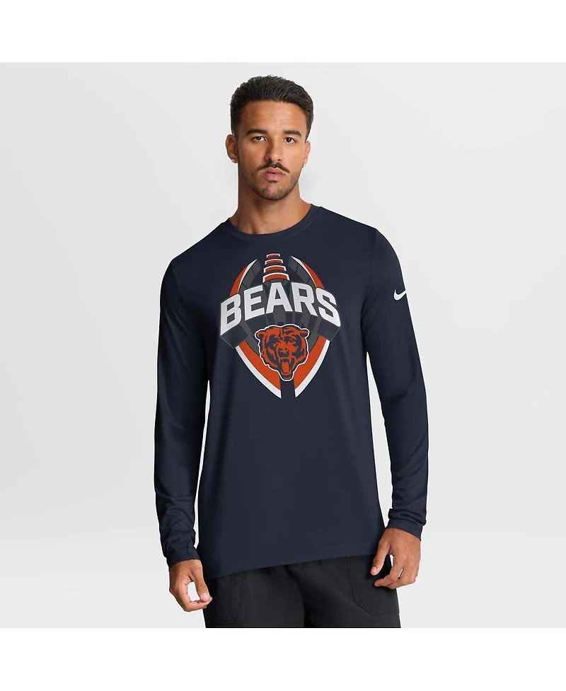 Nike Men's Navy Chicago Bears Primetime Legend Icon Performance Long Sleeve T-Shirt