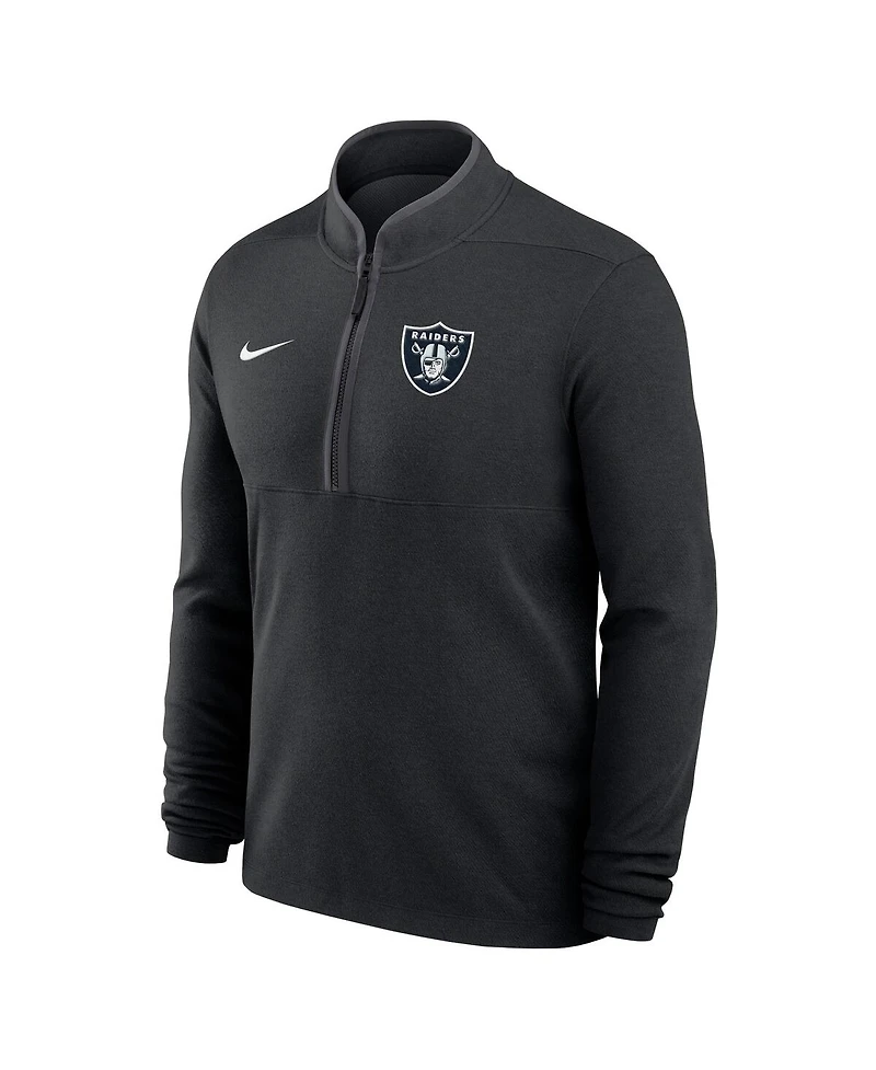Nike Men's Black Las Vegas Raiders Lightweight Victory Dri-fit Half-Zip Pullover Hoodie