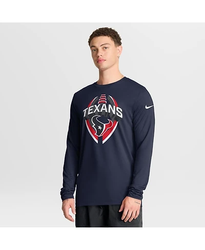 Nike Men's Navy Houston Texans Primetime Legend Icon Performance Long Sleeve T-Shirt