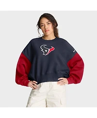 Nike Women's Navy Houston Texans Oversized Color-Block Pullover Sweatshirt