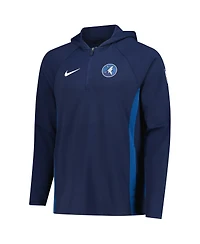 Nike Men's Navy Minnesota Timberwolves Authentic On Court Zone Quarter-Zip Dri-fit Hoodie Jacket