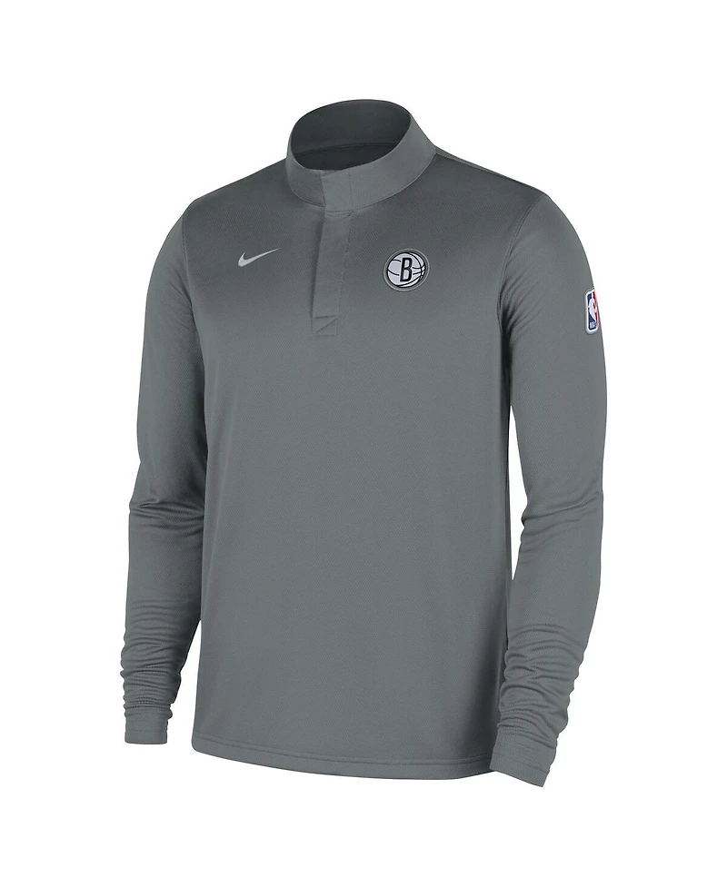 Nike Men's Gray Brooklyn Nets 2025/26 Authentic Coaches Quarter-Zip Dri-Fit Sweatshirt
