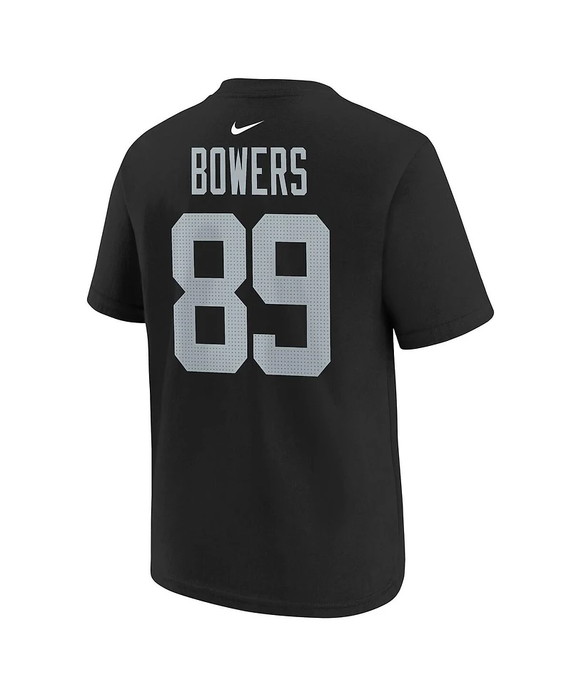 Nike Big Boys and Girls Brock Bowers Black Las Vegas Raiders Player Name Number T-Shirt