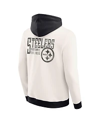 Darius Rucker Collection by Fanatics Men's Cream Pittsburgh Steelers Distressed Graphics Full-Zip Hoodie