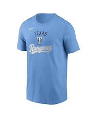 Nike Men's Light Blue Texas Rangers Early Innings Stack T-Shirt