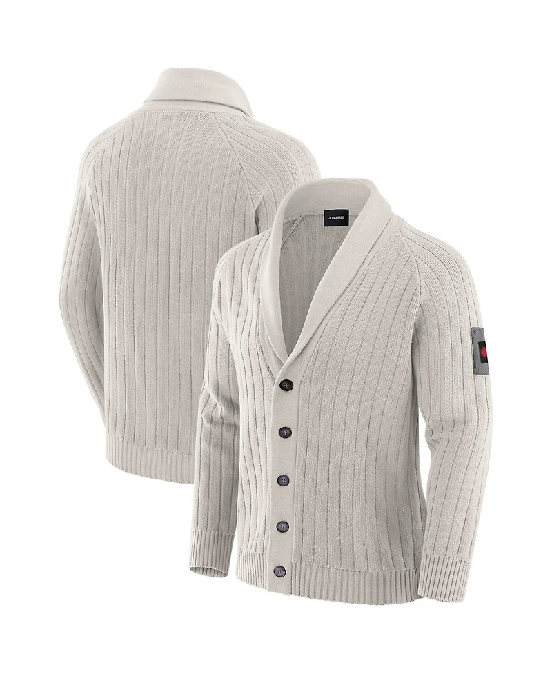 J. Palmer Men's Gray Kansas City Chiefs The Playmaker Cardigan Raglan Sweater