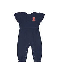 Colosseum Baby Boys and Girls Navy Illinois Fighting Illini Beautopia Waffle Knit Romper