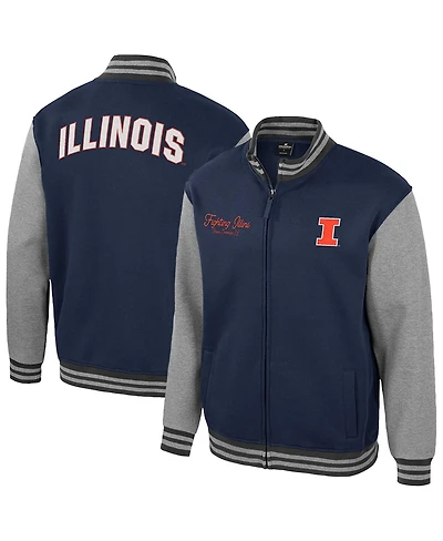 Colosseum Men's Navy Illinois Fighting Illini Ambi-Turner Full-Zip Varsity Jacket