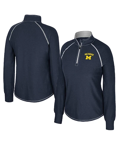 Colosseum Women's Navy Michigan Wolverines Bikram Raglan Quarter-Zip Sweatshirt