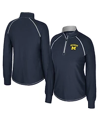 Colosseum Women's Navy Michigan Wolverines Bikram Raglan Quarter-Zip Sweatshirt