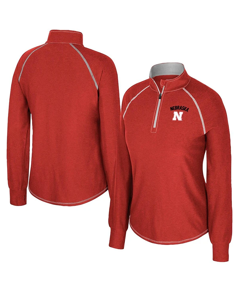 Colosseum Women's Scarlet Nebraska Huskers Bikram Raglan Quarter-Zip Sweatshirt