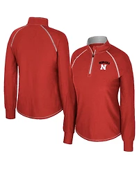 Colosseum Women's Scarlet Nebraska Huskers Bikram Raglan Quarter-Zip Sweatshirt