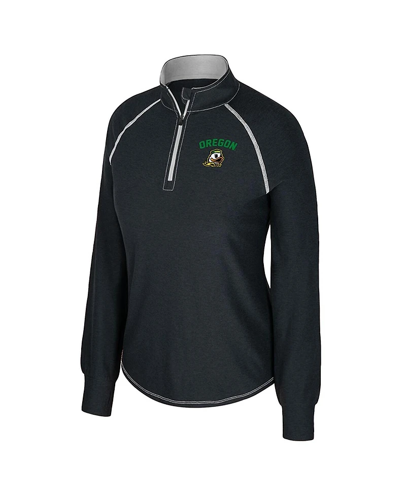 Colosseum Women's Black Oregon Ducks Bikram Raglan Quarter-Zip Sweatshirt