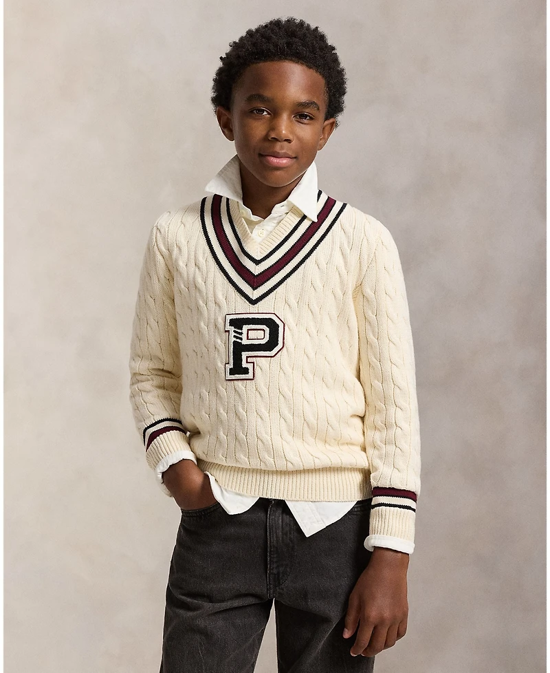 Polo Ralph Lauren Boys 8-20 Stripe Detail Cricket Sweater