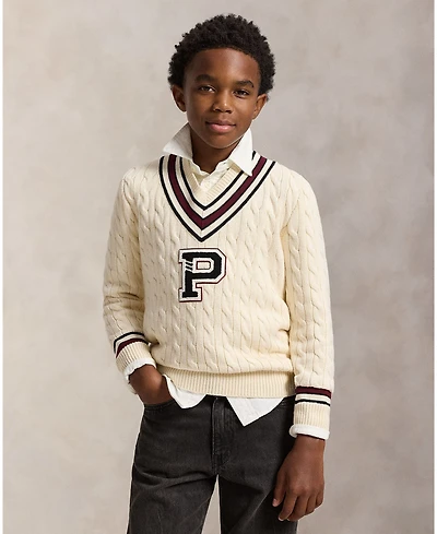 Polo Ralph Lauren Boys 8-20 Stripe Detail Cricket Sweater
