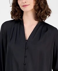 Anne Klein Women's V-Neck Button-Front Blouse
